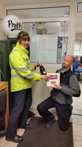 Sandra Jenkinson Autoparts delivery driver and Nick Bennett of RM Pumps Ltd